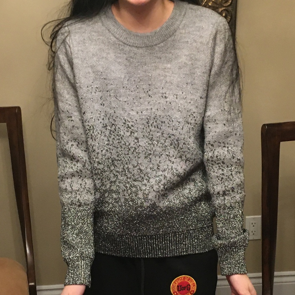 H&M metallic silver sparkly knit sweater
